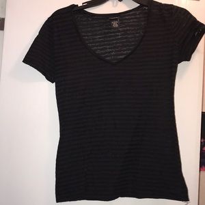 Sheer black stripped Rue21 shirt.
